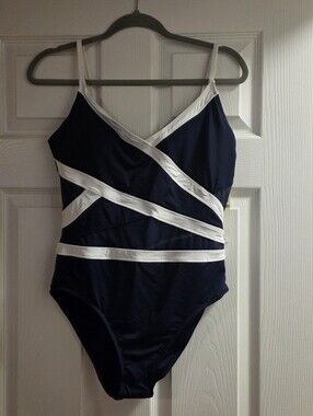 NWT Ann Cole One Piece Bathing Suit with Mesh Panels